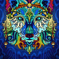 Farbenfrohe digitale Wolf Illustration von Seraphine Arts mit Zen Mustern
