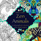 Cover of the Zen Animals colouring book for adults with various intricate animal motives and patterns