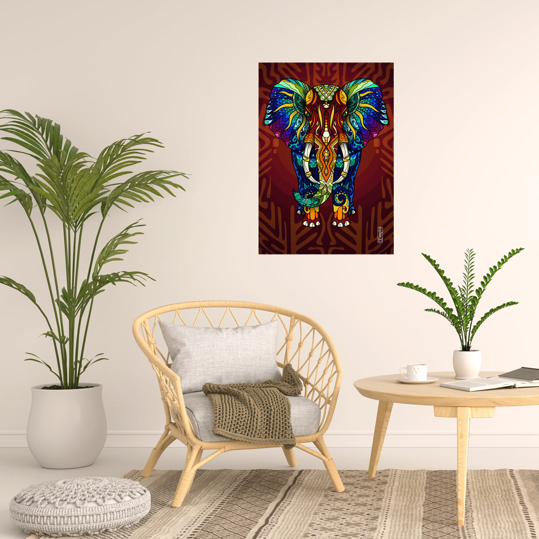 colourful elephant fine art print by Seraphine Arts as room decoration