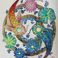 Zwei sich umkreisende Koi Fische mit Seerosen und wellen als Gemälde gemalt mit Aquarell